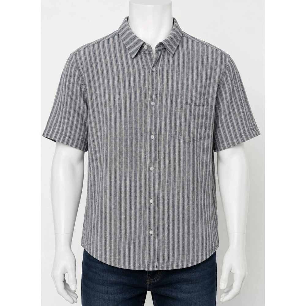 CODY JAMES Men's Button Up Short Sleeve Shirt Western Wear XL Blue Handsome